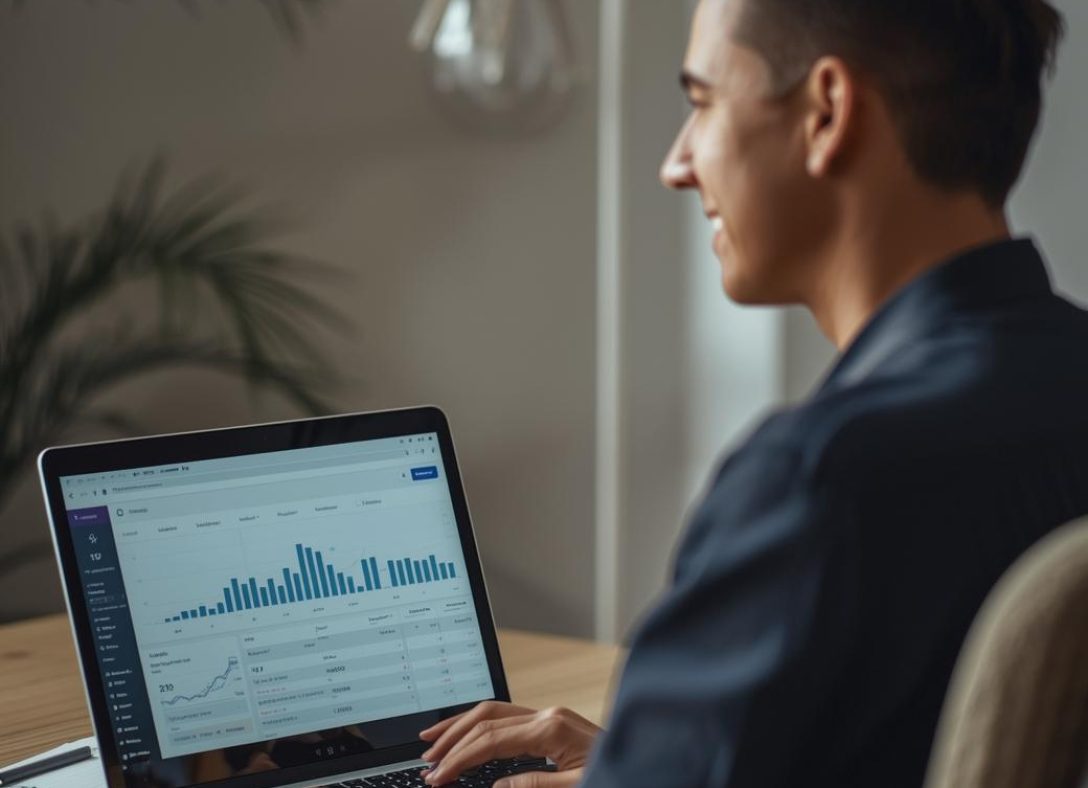 Realistische lifestyle foto van een man of vrouw van 30–45 jaar die thuis of in een rustige werkruimte