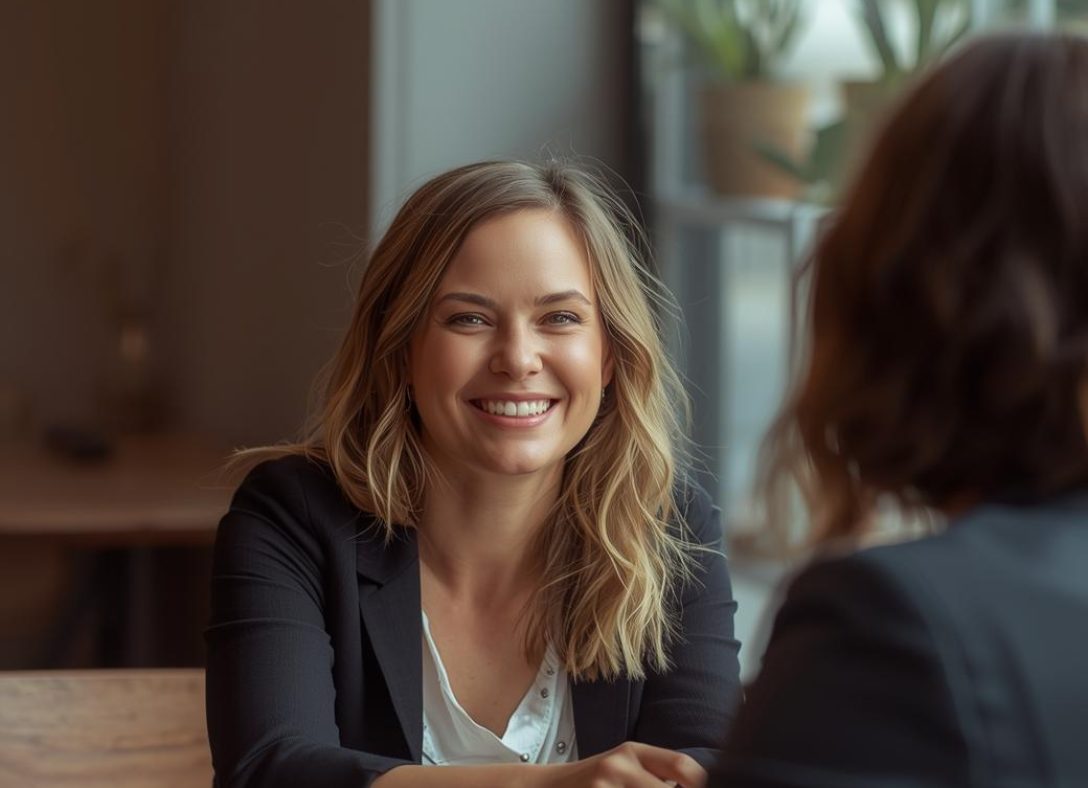 Refuel werkende vrouw in cafe